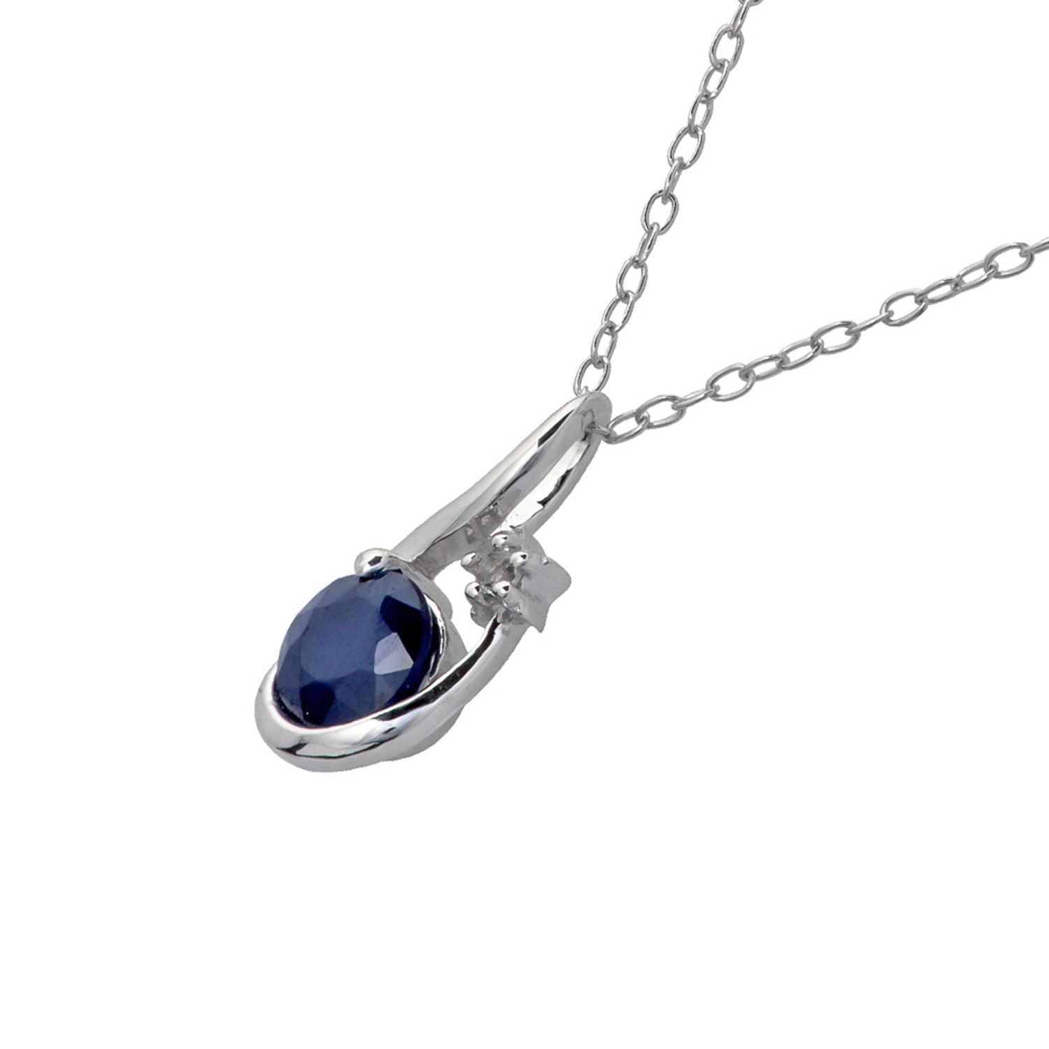 10k White Gold Genuine Round Sapphire Pendant Necklace eBay
