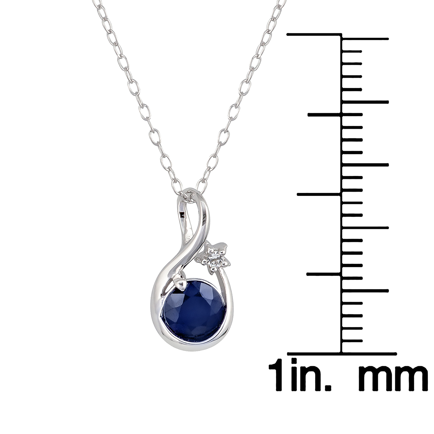 10k White Gold Genuine Round Sapphire Pendant Necklace eBay